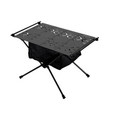 Camping Table Aluminum Alloy Folding Design with Storage Net for Outdoor BBQ Picnic Black