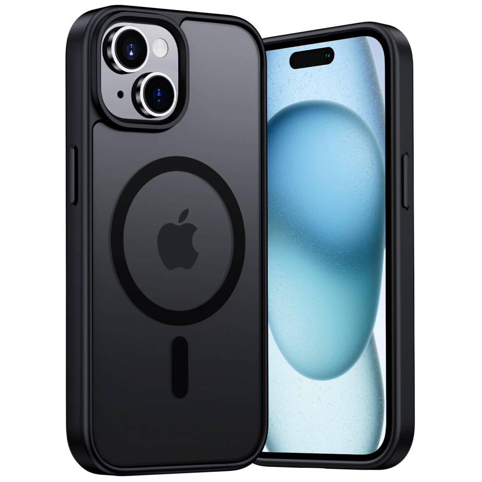 Case For Iphone 15 6.1 Inch Slim Shockproof Matte With Magnetic Lock And Fast Wireless Charging Compatible With Magsafe Black 9053599225713