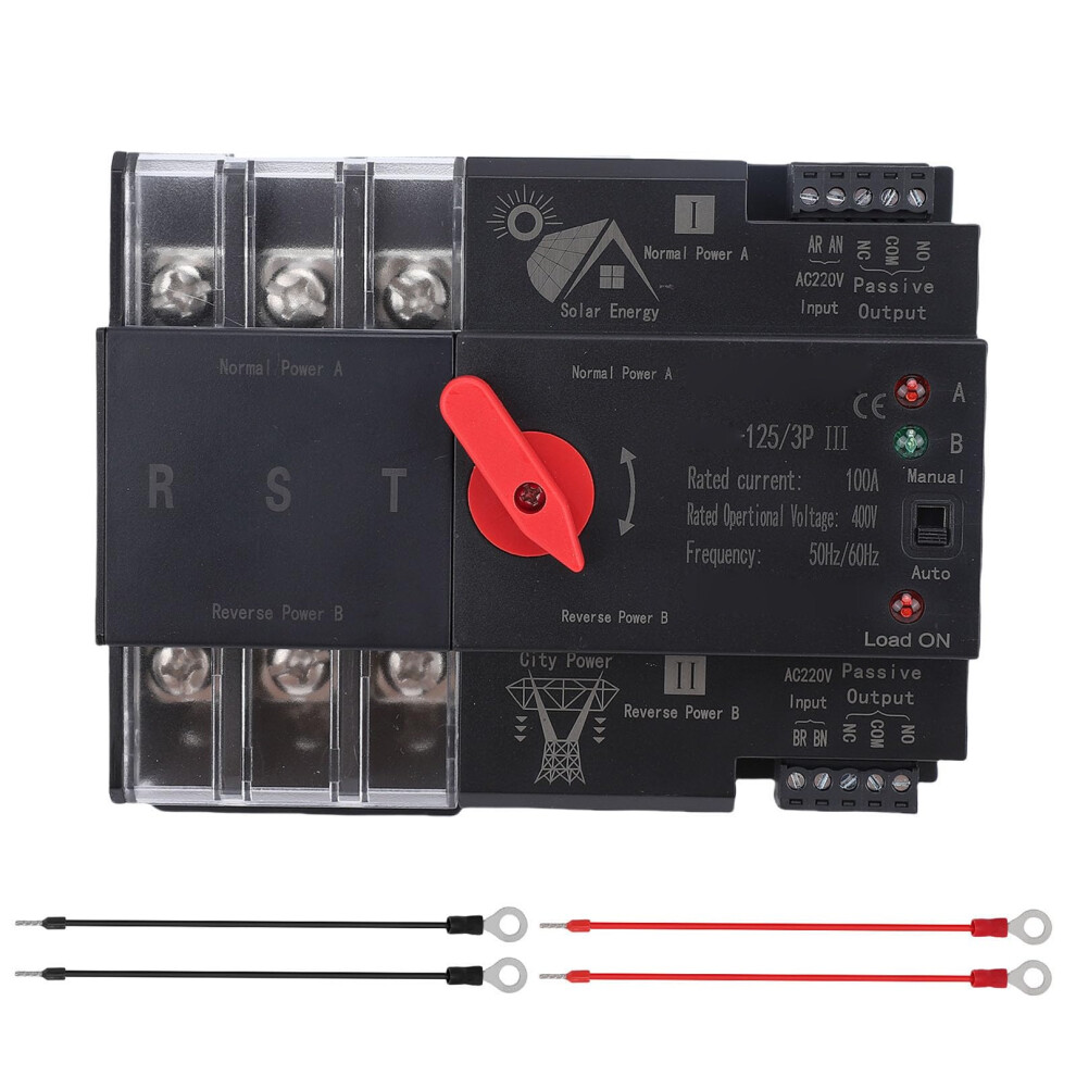 100A 3 Phase Automatic Transfer Switch, Dual Power Ats For Home And Industrial Continuous Supply 9169991776026