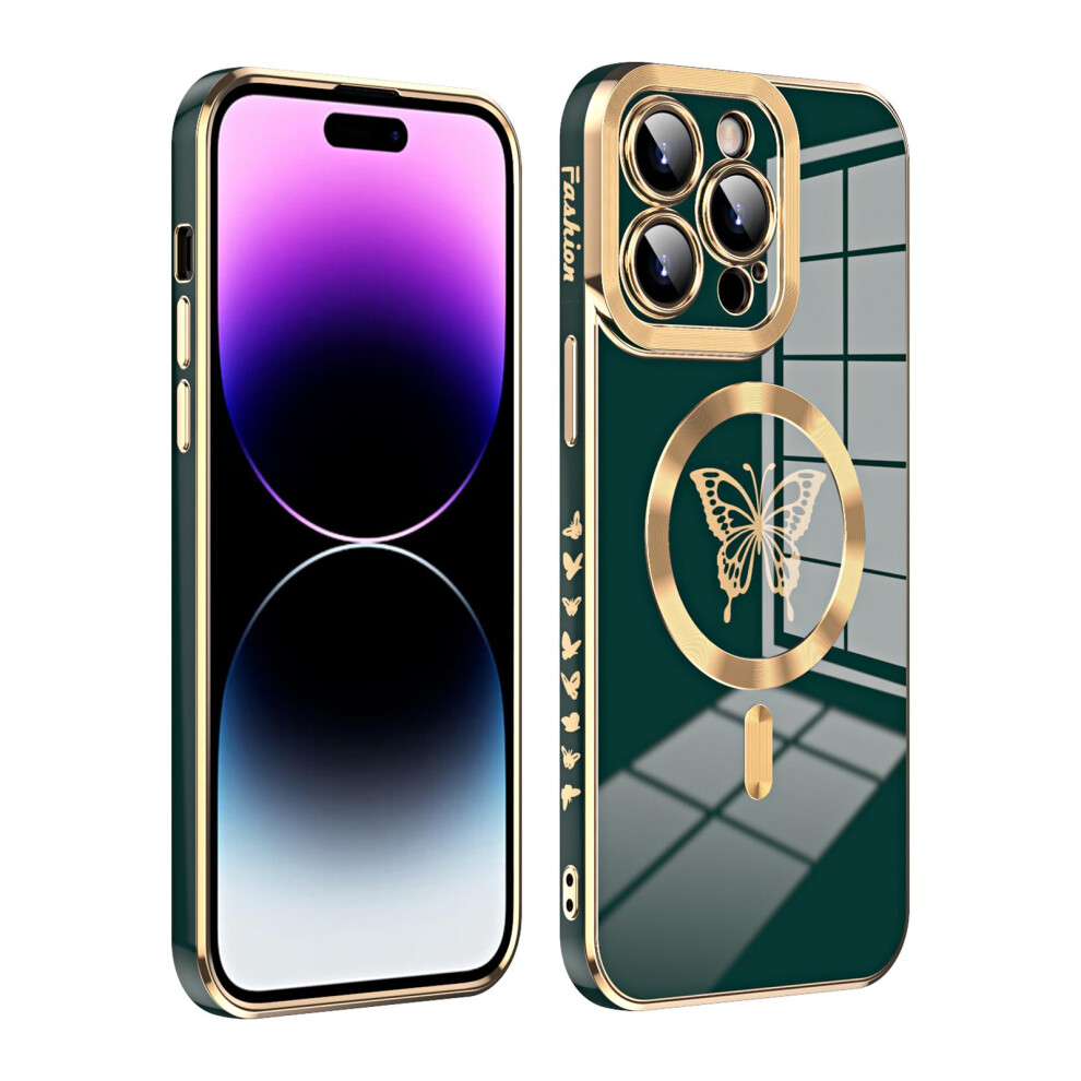 Case For Iphone 14 Pro Max Shockproof Slim Fit With Stylish Electroplated Edge Wireless Charging Green 9053599226000