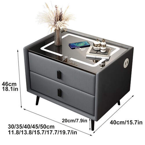 Smart Bedside Table with Wireless Fast Charging, Bluetooth Speaker, USB Port and LED Lighting 1