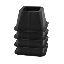 Heavy Duty 6 Inch Bed Risers Black Plastic 4 Pack for Extra Underbed Storage and Furniture Elevation