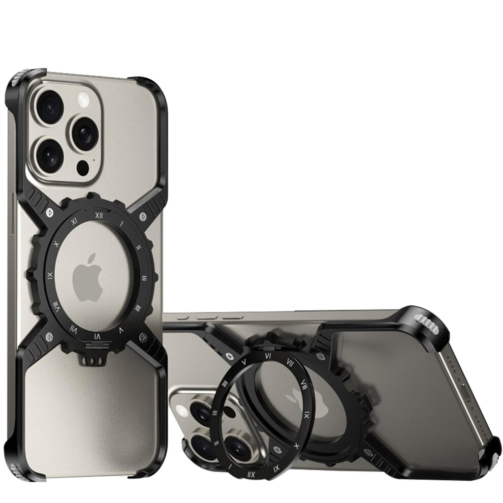 Aluminum Gear Case With 360 Rotatable Stand Magsafe Compatible For Iphone 13 Pro Black 9174973739371