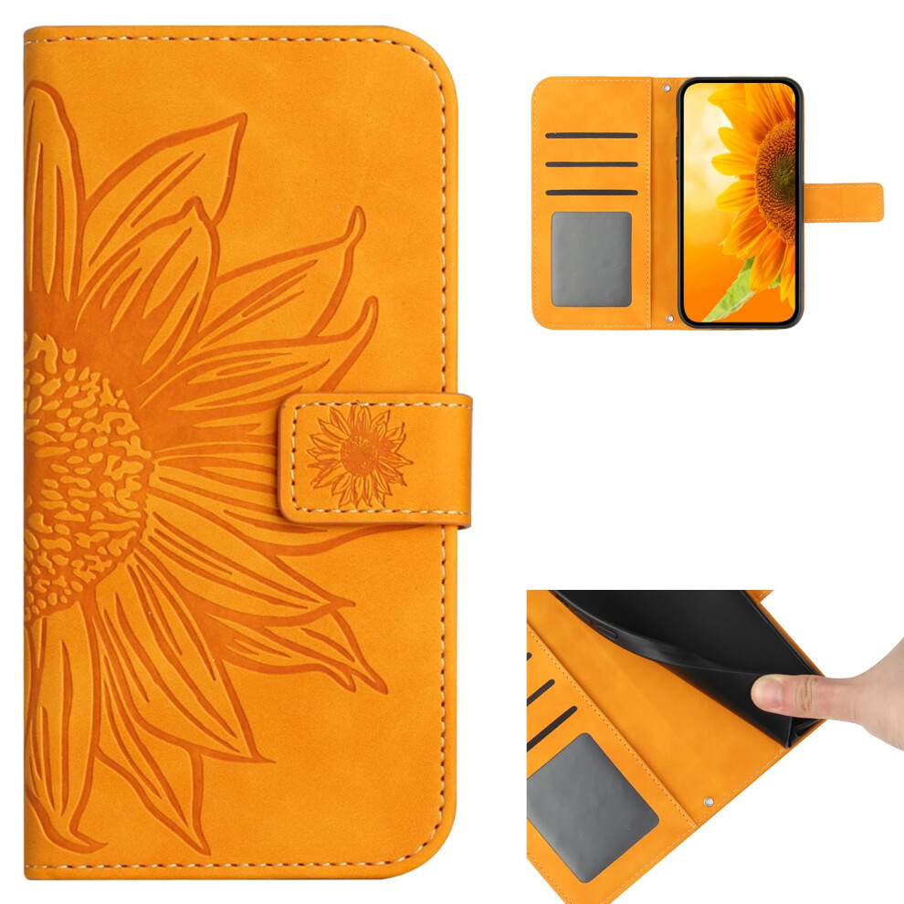 Pu Leather Wallet Case With Flip Kickstand And Magnetic Closure For Samsung Galaxy A02/M02 Yellow 9174973739449