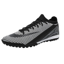 Men's and Women's Football Shoes Black and White FlyWoven Soccer Cleats for Grass and Turf 6.5