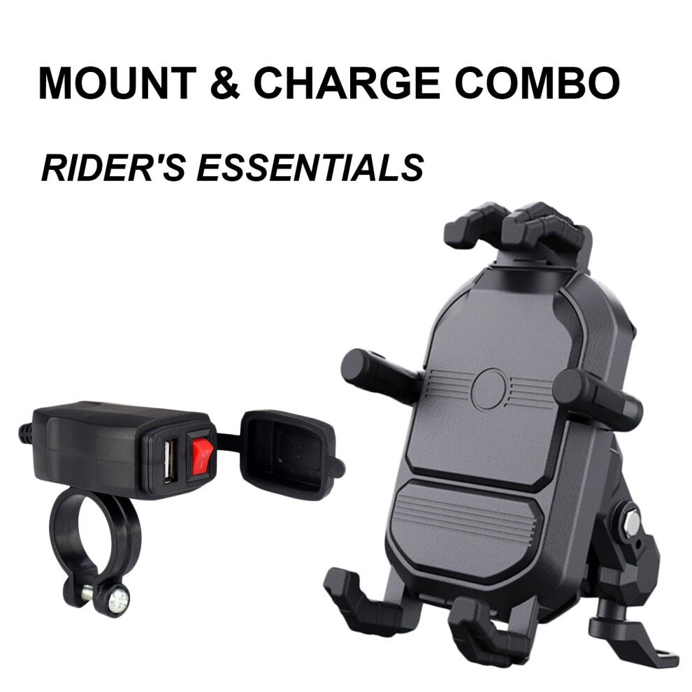Motorcycle Phone Mount With 35W Fast Charging And Secure Grip For Handlebar Use 9053599226314