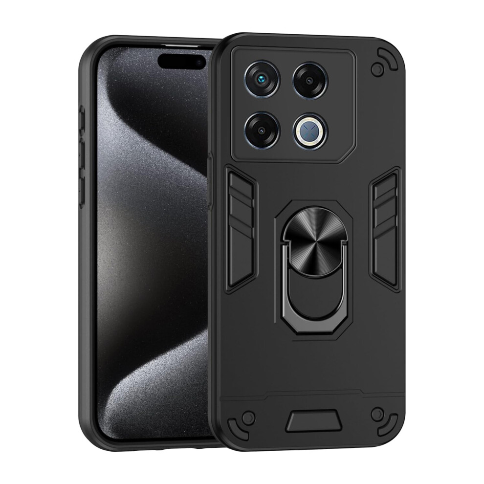 Magnetic Kickstand Case With Car Mount, Duallayer Shockproof Cover For Infinix Gt 20 Pro Black 9174973739746