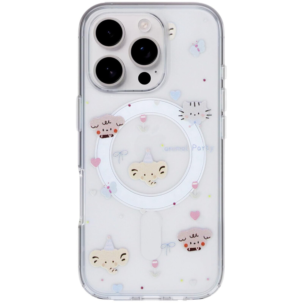 Case Magsafe Compatible Clear Shockproof Cover With Raised Camera Bezels Cute Elephant For Iphone 16 Pro 9174973740087