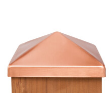 Solid Copper 4.5 x 4.5 Pyramid Post Cap WeatherResistant for Fence and Deck Railing