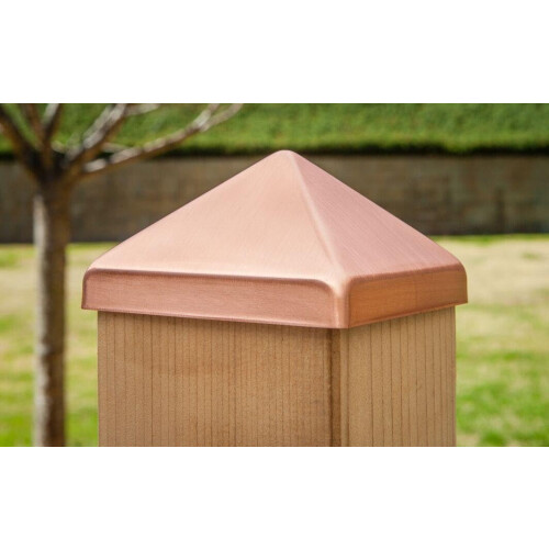 Solid Copper 4.5 x 4.5 Pyramid Post Cap WeatherResistant for Fence and Deck Railing 1
