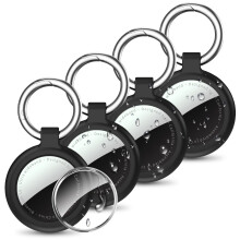 Holder for AirTag 4 Pack Waterproof TPU Keychain Case with Secure Fit for Keys Bags Pets Black