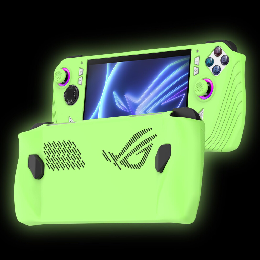 Protective Case For Rog Ally Shockproof Silicone Cover With Thumbstick Caps And Vent Cutouts Green 9174973740216