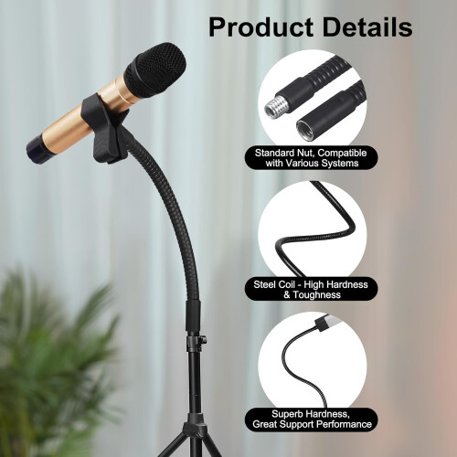 20 Inch Flexible Gooseneck Mount 3/8'16 Thread Arm for Microphone Camera Tripod Lights 2 Pack 1