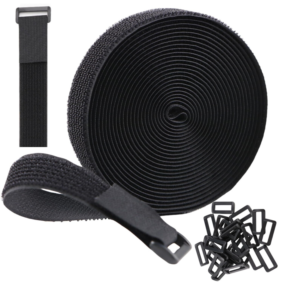 Cable Straps 1In X 16.5Ft With 24 Buckles Adjustable Reusable Hook And Loop For Heavy Duty Cable Management 9455672147798