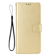 Golden PU Leather Wallet Case for Realme Narz N63 4G, Magnetic Buckle Flip Cover with Shockproof TPU Protection