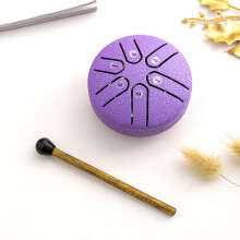 Mini Steel Tongue Drum 3 Inch 6 Note Handpan for Sound Healing with Durable Steel Build – Gold Purple
