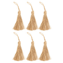 Conjunto de 6 borlas de juta natural para artesanato, marcadores de livros e joias.