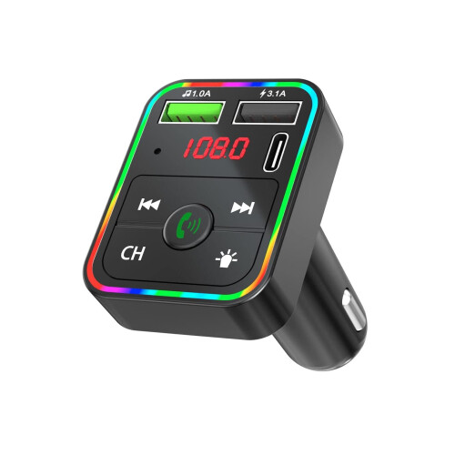 Bluetooth FM Transmitter with PD3.0 QC3.0 Fast Charging, Bluetooth 5.0 Car Adapter, Hands Calling