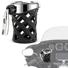 Motorcycle Cup Holder Chrome 105mm Handlebar Mount for Harley Dyna Touring Goldwing with Secure Grip