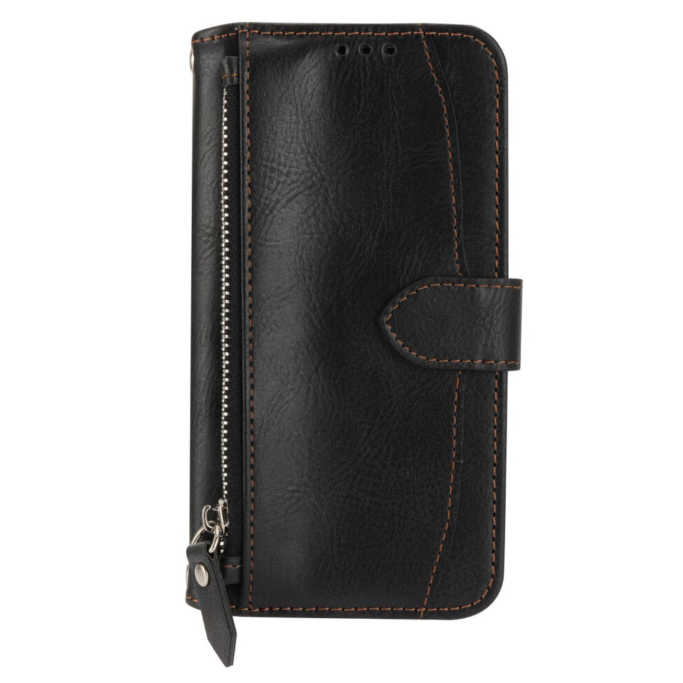 6.1 Inch Leather Wallet Flip Case With Card Holder And Kickstand For Iphone 14 Pro Black 9174973741305