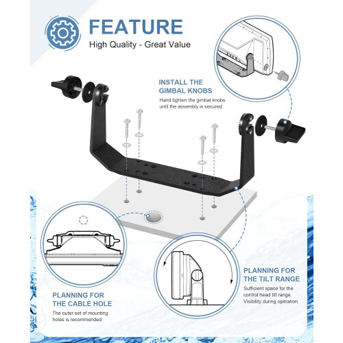Adjustable Gimbal Bracket Mount for Humminbird Helix 8 9 10 Fish Finder Secure Durable 1