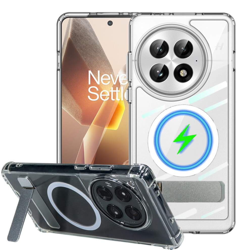 Clear Case With Foldable Kickstand Magnetic Lock Military Grade Protection For Oneplus 13 Compatible With Magsafe 9174973741886
