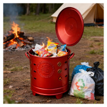 Portable Incinerator Stainless Steel Burn Barrel with Lid for Garden Leaf and Paper Burning 26x30cm Red