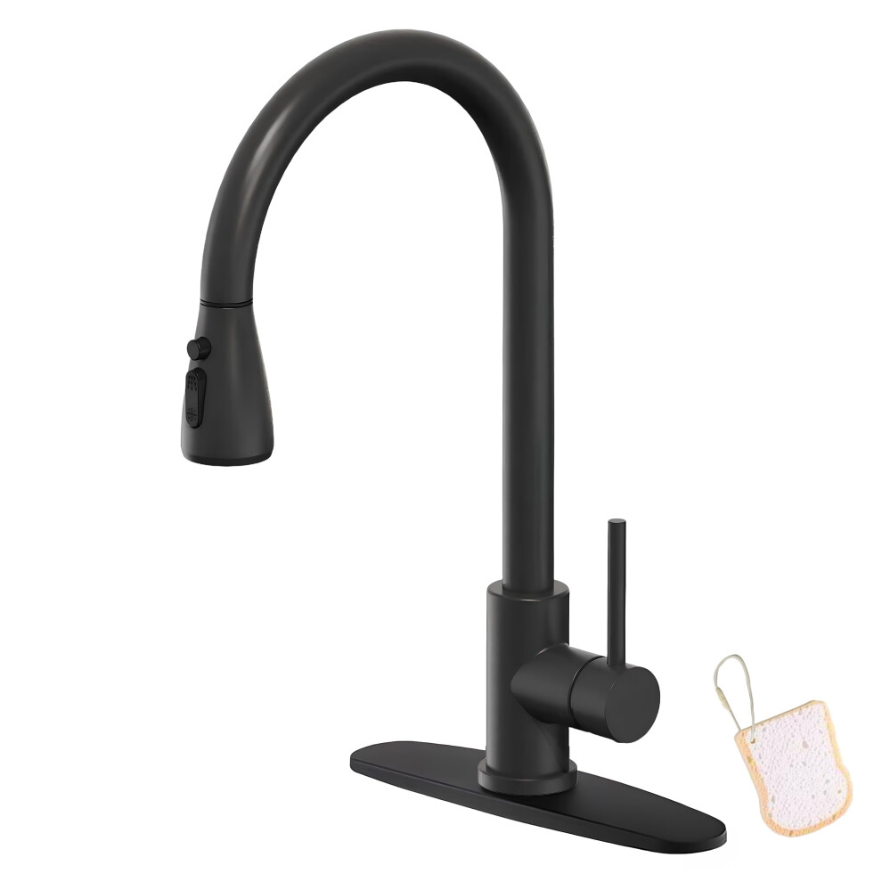 Black Pull Down Kitchen Faucet With Sprayer, Stainless Steel Arc 360 Swivel For Rv Sink 9092120630411