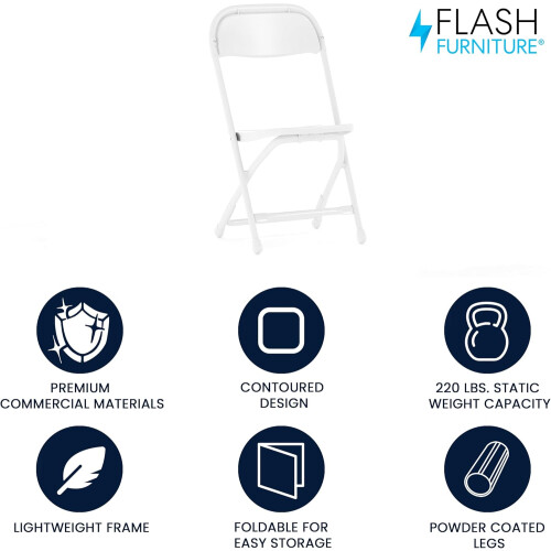 Kids White Plastic Folding Chair with Metal Frame, SpaceSaving, 220lbs Capacity, 1 Pack 1