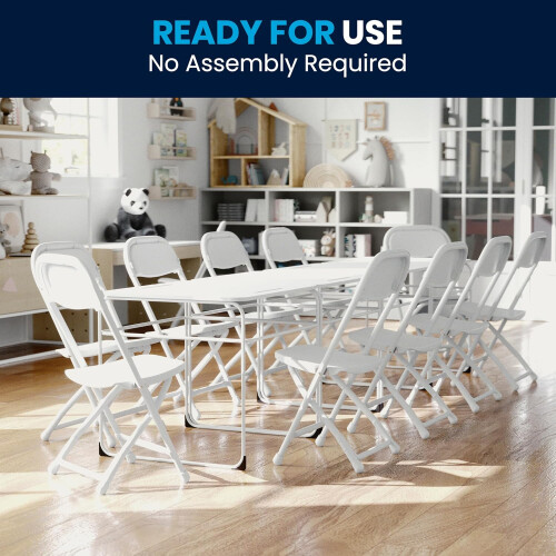 Kids White Plastic Folding Chair with Metal Frame, SpaceSaving, 220lbs Capacity, 1 Pack 2