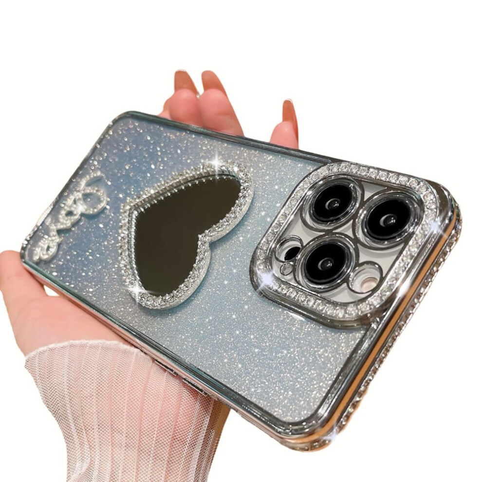Glitter Rhinestone Case With Camera Lens Guard And Shockproof Bumper For Iphone 16 Plus Silver 9053599229223