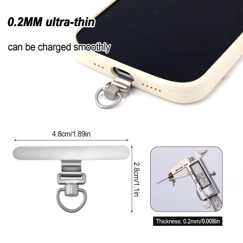 Phone Tether Tab Stainless Steel 360 Rotatable Lanyard Connector UltraThin Strap Holder Silver 1
