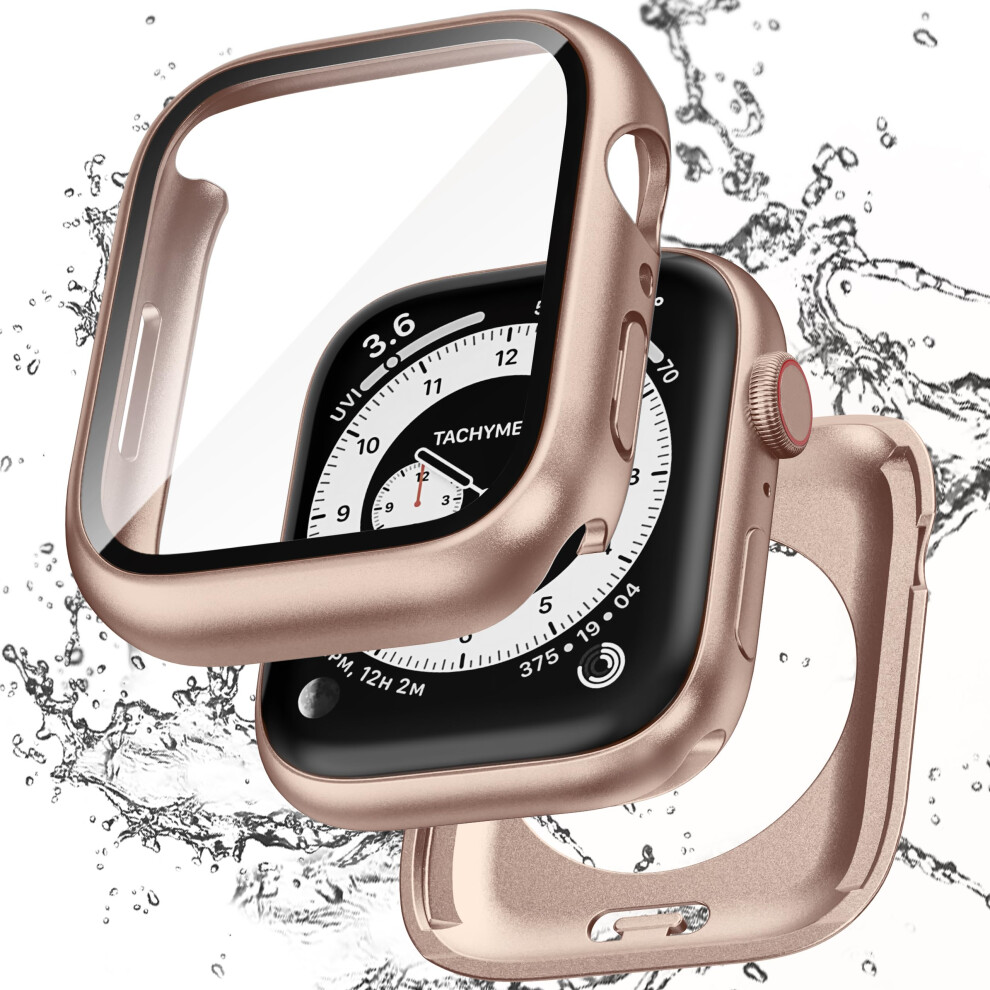 Case For Apple Watch 42Mm With Tempered Glass Screen Protector, 360 Full Coverage Waterproof Rose Gold 9174973742982