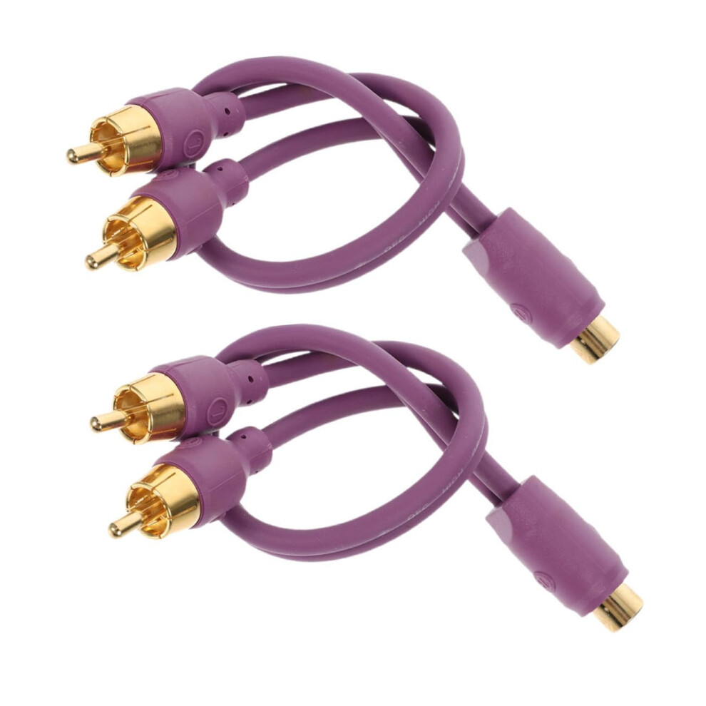 2Pcs Violet Car Audio Rca Splitter Y Adapter Cable Dual Output For Amplifier Subwoofer System 9092120631623
