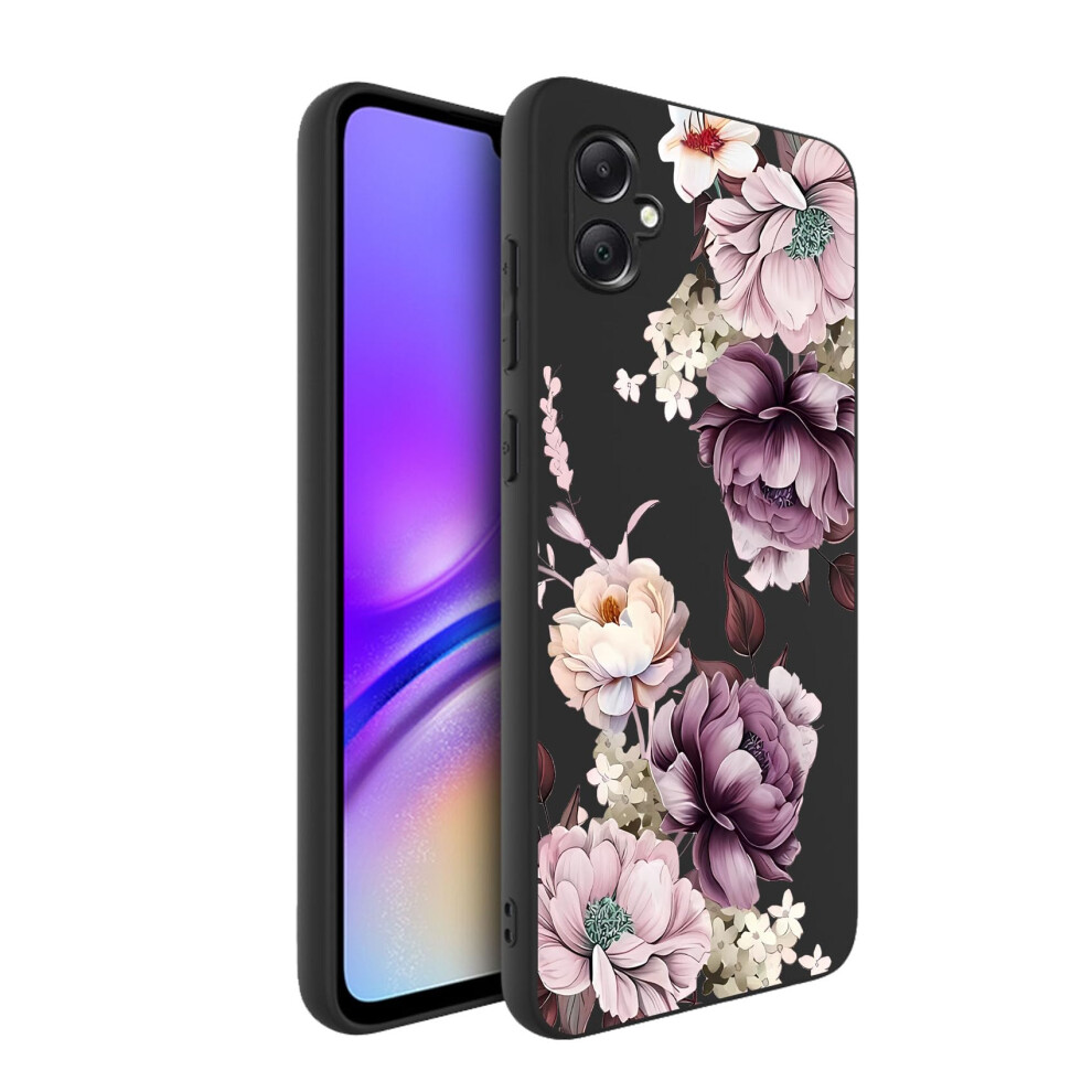 Slim Shockproof Tpu Silicone Case Cover With Nonslip Grip Bigflower For Samsung Galaxy A05 Black 9174973743637