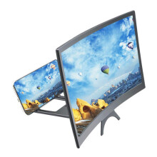 12 Inch Curved Phone Screen Magnifier with 34X Display, Foldable Stand and GlareReduction Frame