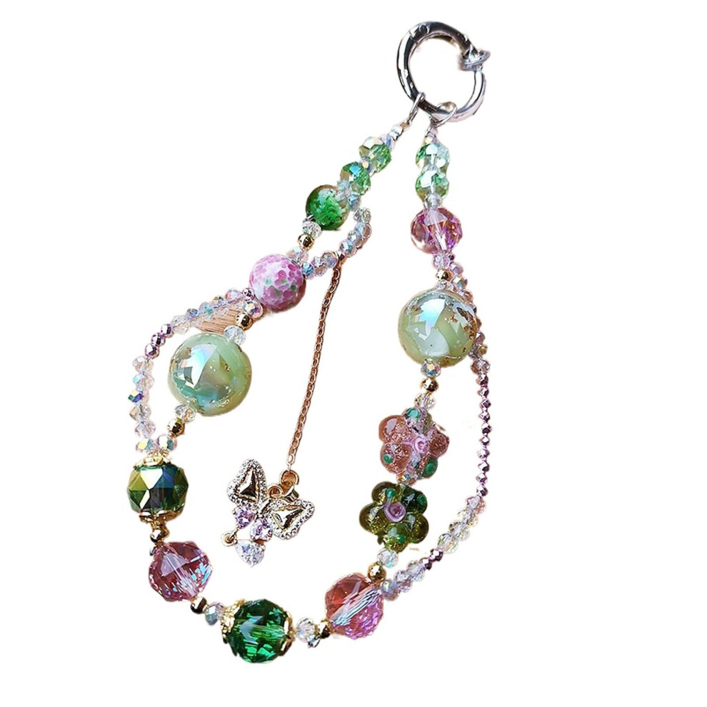 Handmade Beaded Butterfly Crystal Phone Charm Wrist Strap With Universal Clip For Decoration 9174973745426