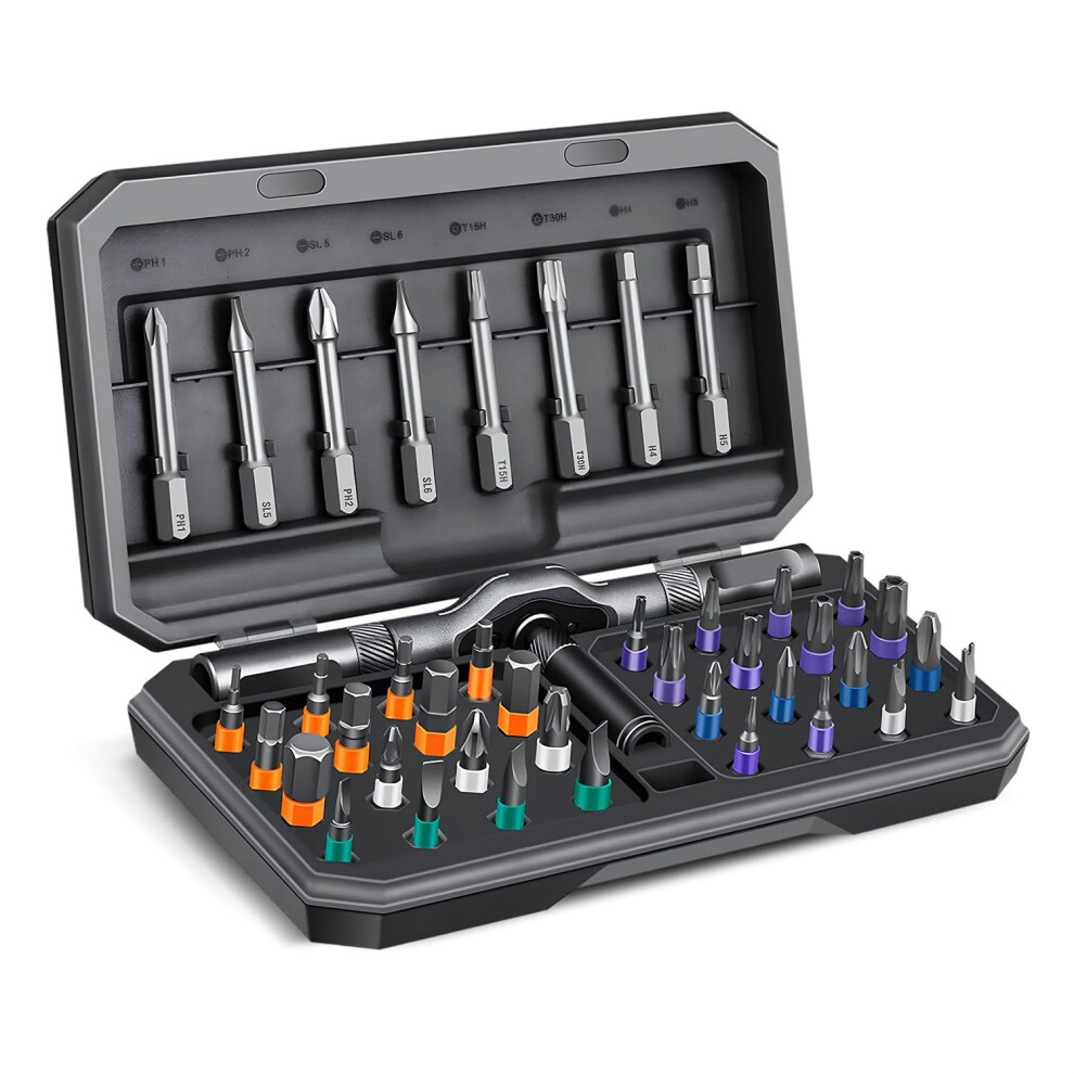 42 In 1 Magnetic Ratchet Screwdriver Set With S2 Steel Bits, 58Tooth Precision Ratchet And Case 9169991849034