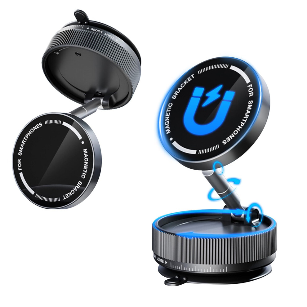 Magnetic Phone Holder With Dual Mode Mounting, 18N Lock, 360 Rotation, Vacuum Suction For Car 9174973745433