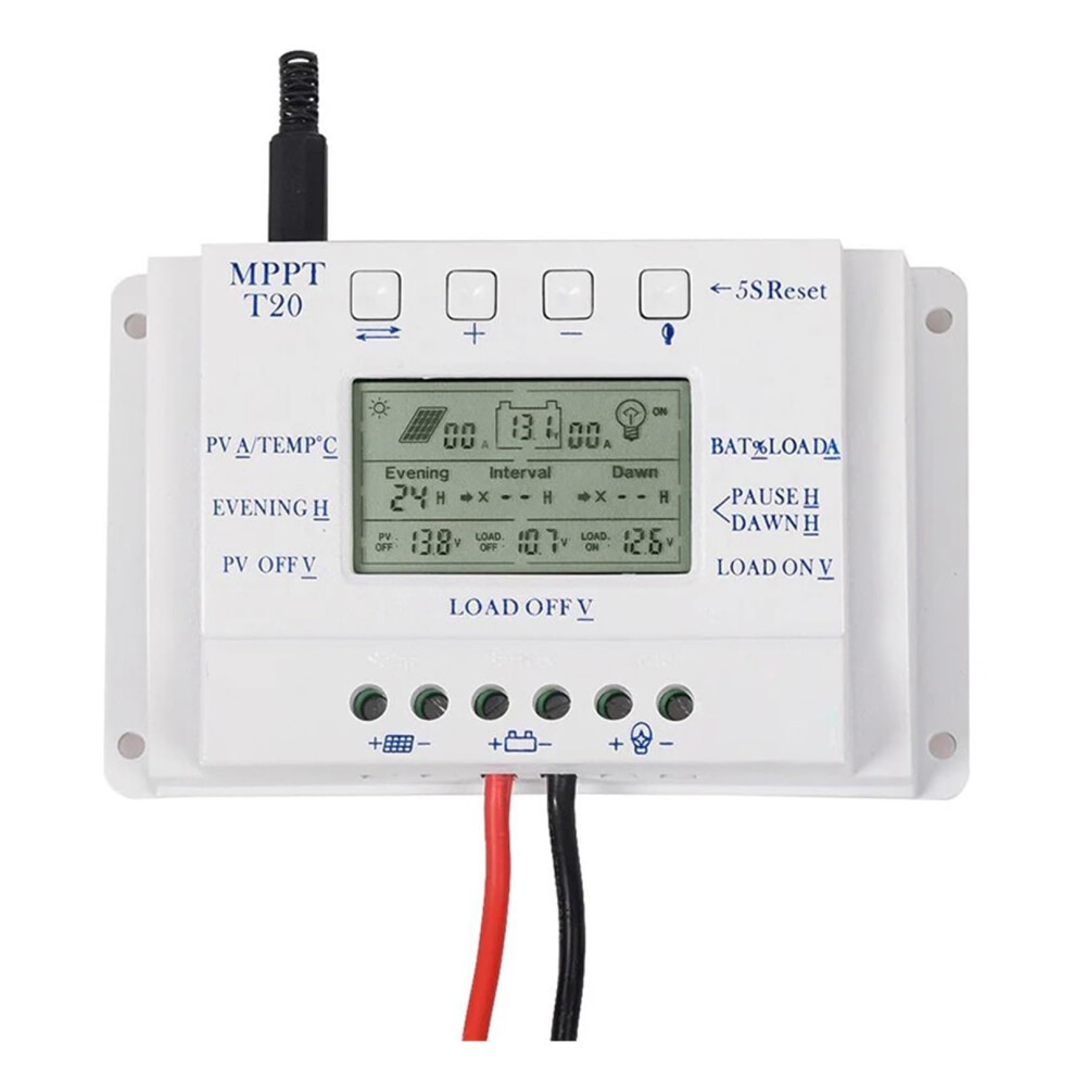 20A Mppt Solar Charge Controller 12V 24V With Lcd Display And Battery Protection For Off Grid Use 9169991790107