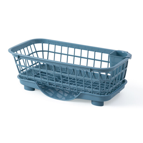 Blue Plastic Dish Drying Rack with Fast Drainage & Detachable Base 1