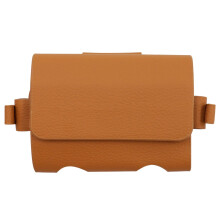 PU Leather Golf Ball Pouch with Quick Release Buckle Holds 2 Balls Belt Clip Brown