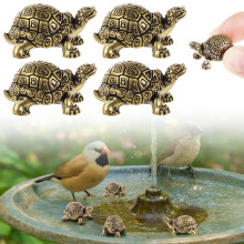 Bird Bath Cleaner Mini Brass Disks with Engraved Turtle Design, Chemical Pond Ornaments, 4 Pcs