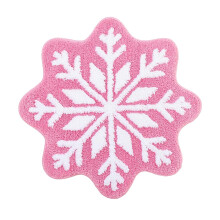 Christmas Bathroom Rug 24x24 Inch NonSlip Rubber Backing Washable Festive Round Snowflake Mat Pink