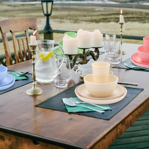 Wheat Straw Dinnerware Set for 4, 16Piece Unbreakable Microwave Dishwasher Safe Colorful Tableware 2