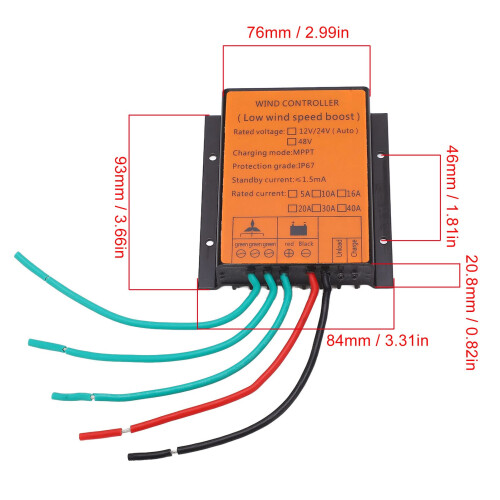 Wind Charge Controller 48V 500W IP67 Waterproof with LED Display for Wind Generator System Outdoor Use 2