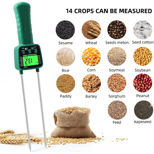 Grain Moisture Meter with Probe, Accurate Digital Tester for Wheat Corn, LCD Backlight and Voice 1