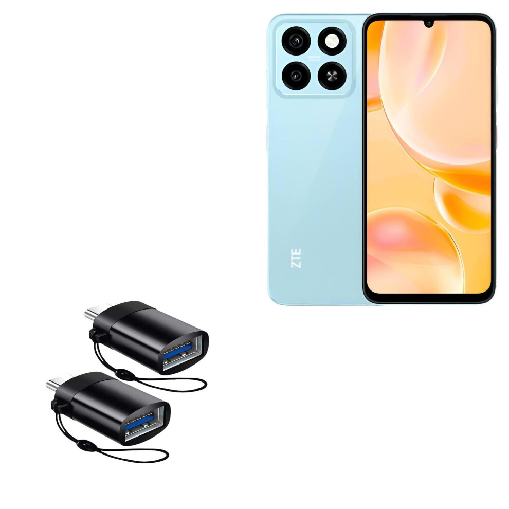 Usbc Otg Adapter For Zte Blade A55, 2 Pack Usbc To Usba Adapters With Keychain, Plug And Play 9053599232377