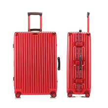 24 Inch Red Carry On Luggage PC ABS Hardshell Suitcase with 360 Silent Wheels and Zipperless Secure Design