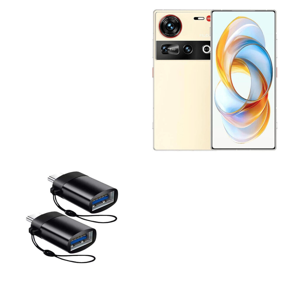 Usb Typec Otg Adapter For Zte Nubia Z70 Ultra, Usbc To Usba Converter 2Pack With Keychain 9053599232407